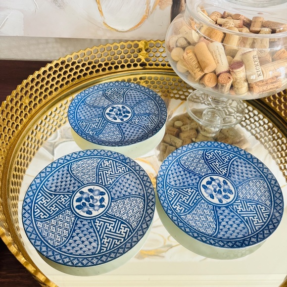 6 Imari Style Japanese Plate by Style Setter Asain Chinoiserie Decor Blue White - Picture 4 of 7